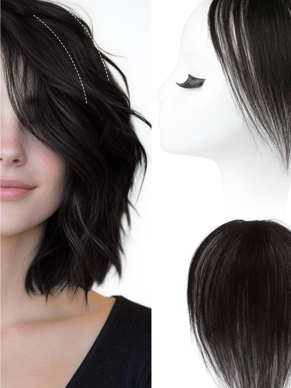 REECHO Human Hair Clip-In Volumizer - Off Black 8 Inch